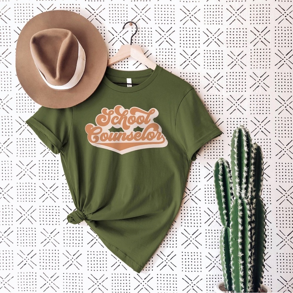 Bella Canvas Olive Green “School Counselor” Graphic Tee